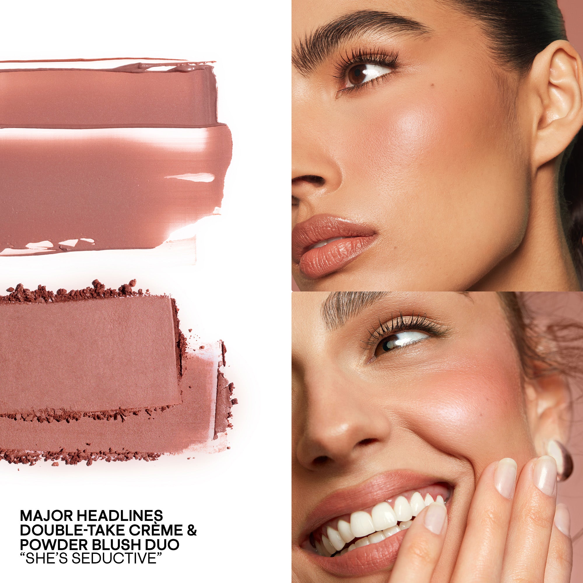 Румяна двойные в палитре PATRICK TA Major Headlines Double-Take Creme & Powder Blush Duo — She's Seductive, 5 г сухие, 5 г кремовые — изображение 3