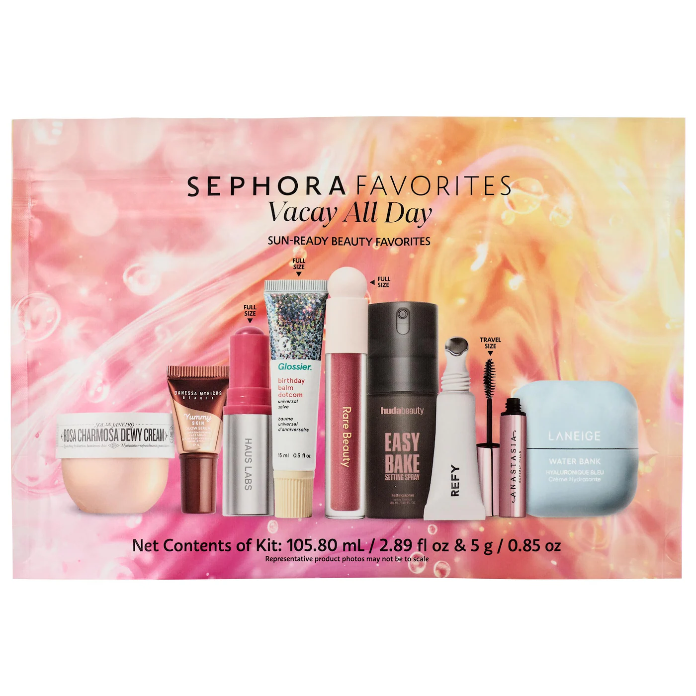 Набор косметики Sephora Favorites Vacay All Day Sun-Ready Beauty Favorites - Makeup and Skincare Value Set, 9 предметов — изображение 3