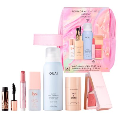 Лимитированный набор Sephora Favorites Summer Essentials, косметичка, 1 де-люкс и 5 мини -форматов